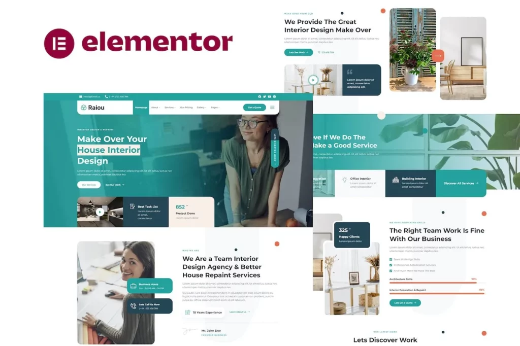 Raiou – Home Interior Design Elementor Template Kit