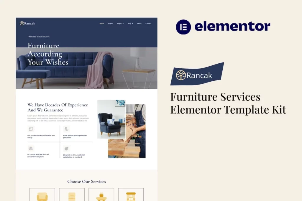 Rancak – Furniture Services Elementor Template Kit