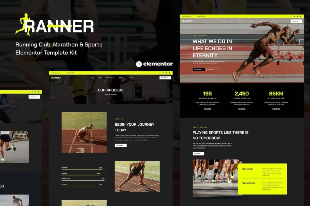 Ranner – Marathon Running Club &amp; Sports Elementor Template Kit
