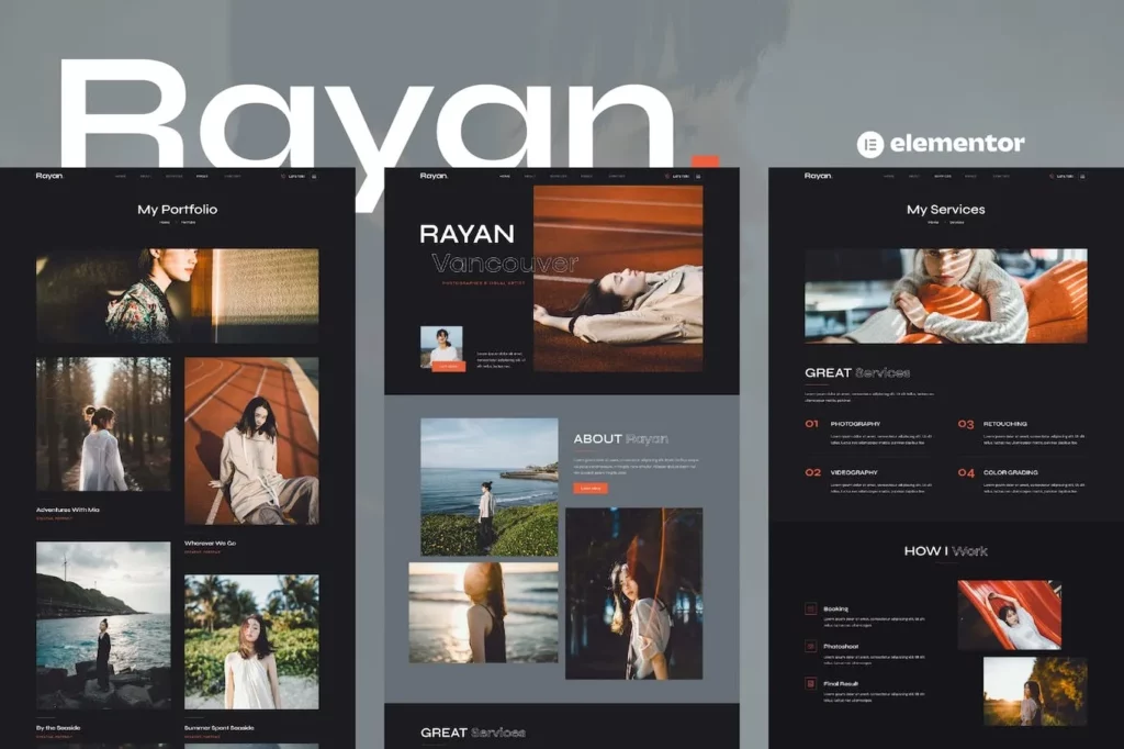 Rayan – Photography &amp; Portfolio Elementor Template Kit