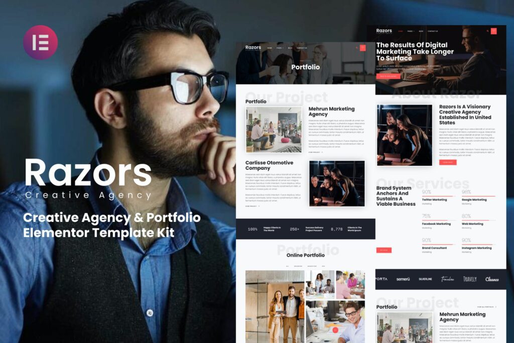 Razors – Creative Agency &amp; Portfolio Elementor Template Kit