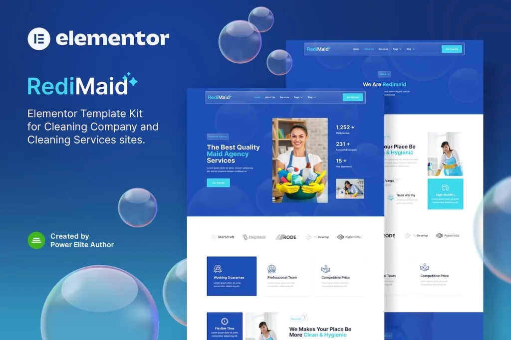 Redimaid – Cleaning &amp; Maid Service Agency Elementor Template Kit