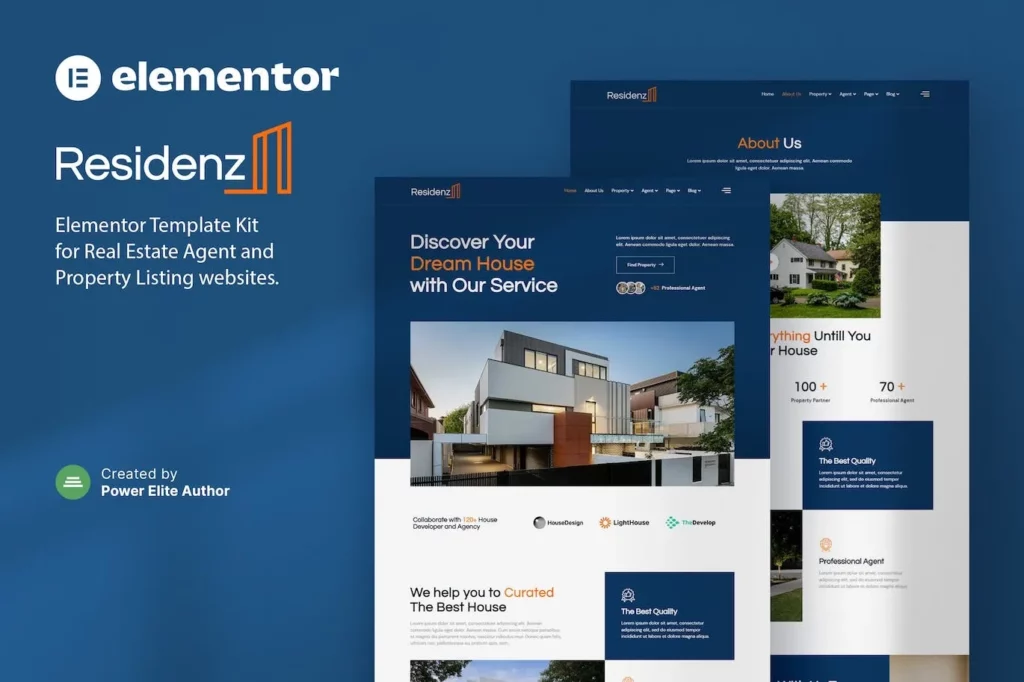 Residenz – Real Estate Agent &amp; Property Listing Elementor Template Kit