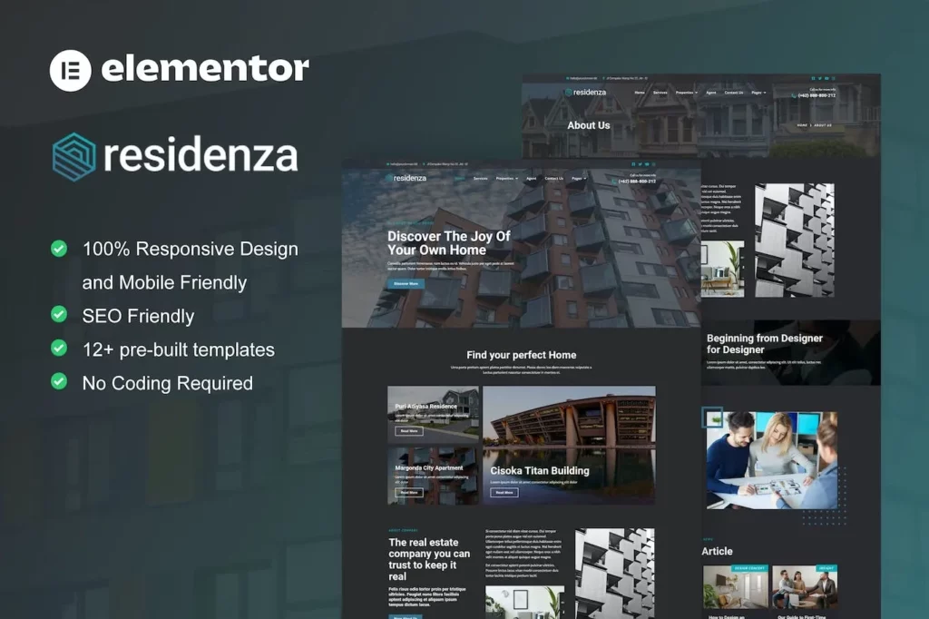 Residenza – Real Estate &amp; Property Elementor Template Kit