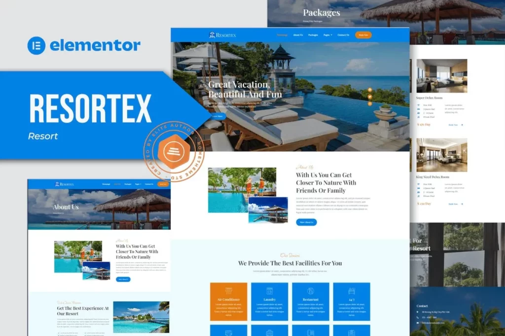 Resortex – Hotel &amp; Resort Elementor Pro Template Kit