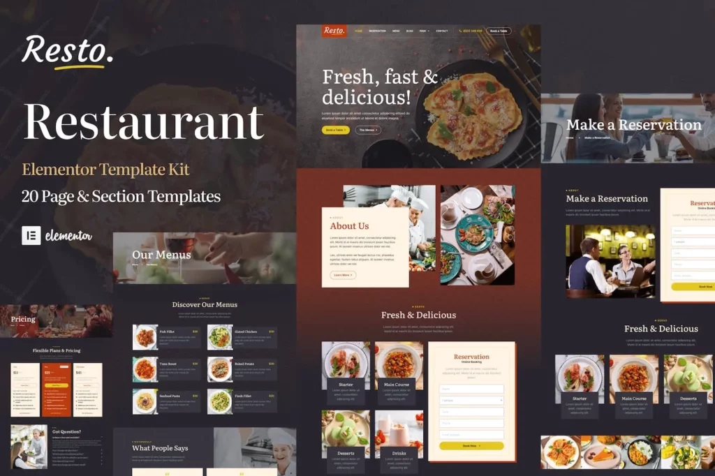 Resto. – Restaurant Catering &amp; Cafe Elementor Template Kit