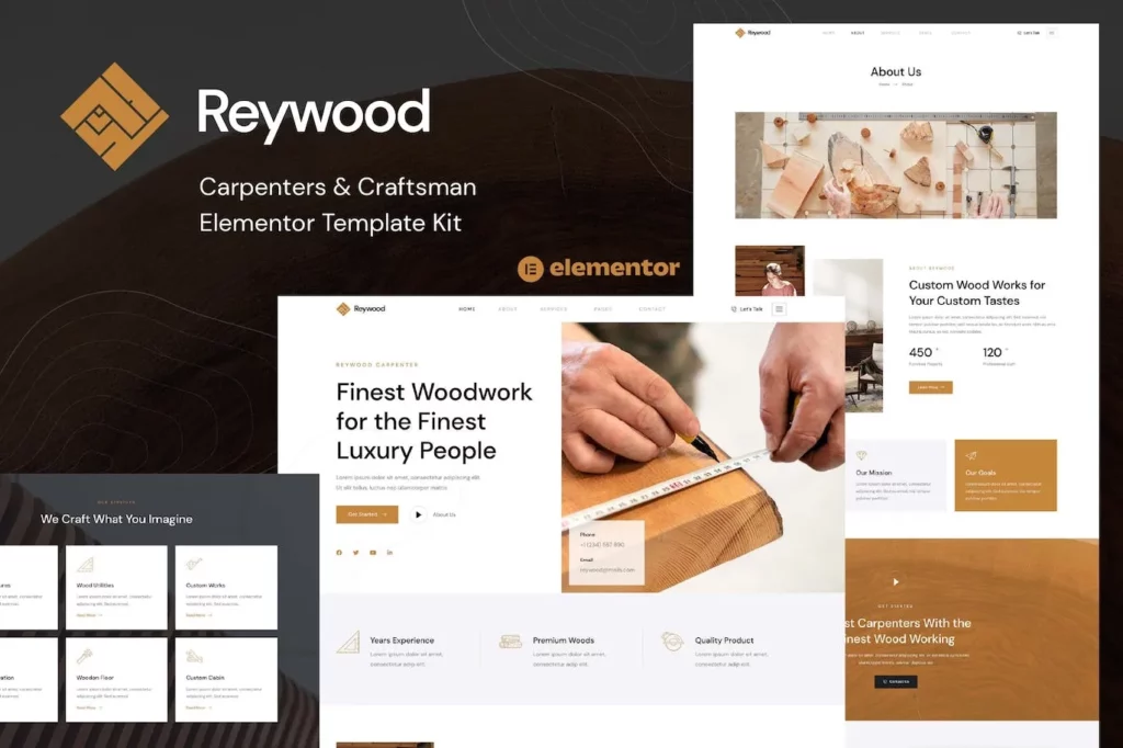 Reywood – Carpenter &amp; Craftsman Elementor Template Kit