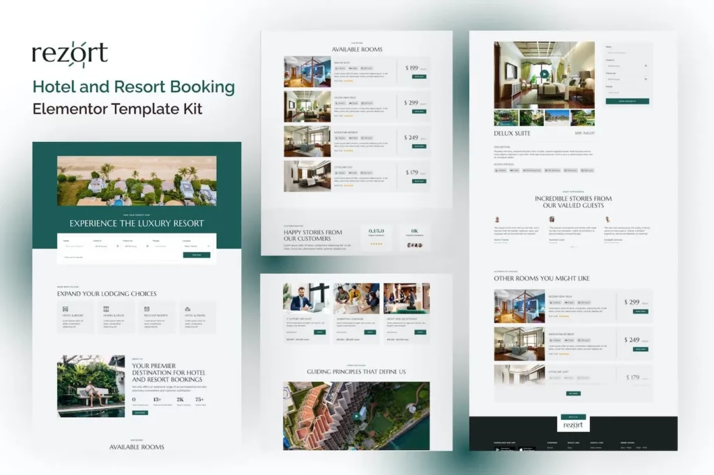 Rezort – Hotel &amp; Resort Booking Elementor Template Kit