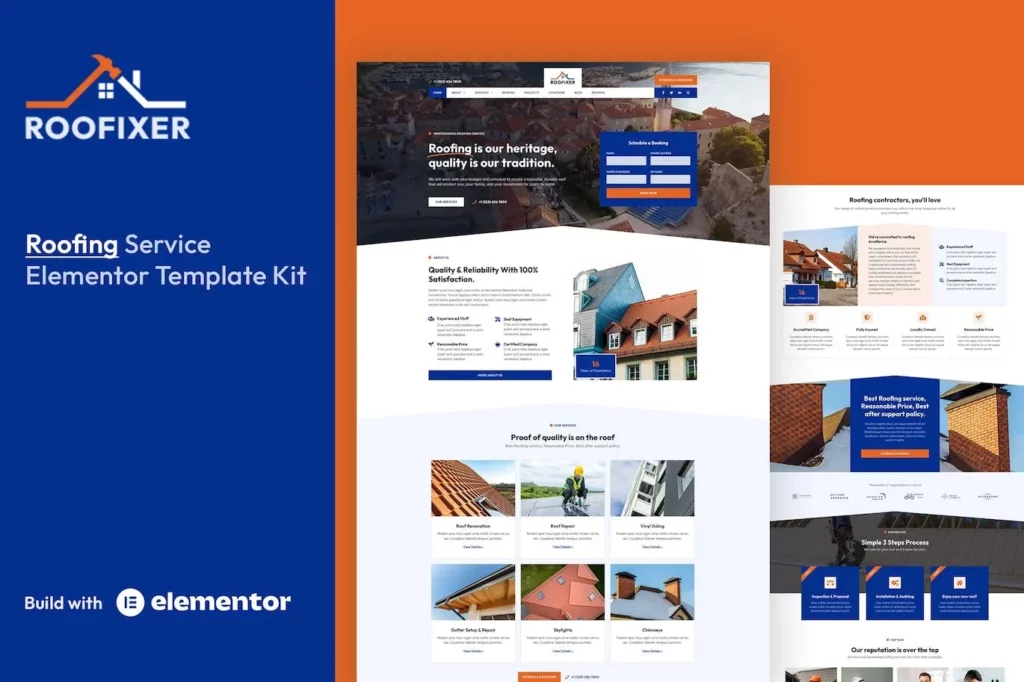 Roofixer – Roofing Service Elementor Pro Template Kit