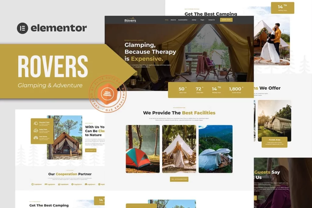 Rovers – Glamour Camping &amp; Adventure Elementor Template Kit