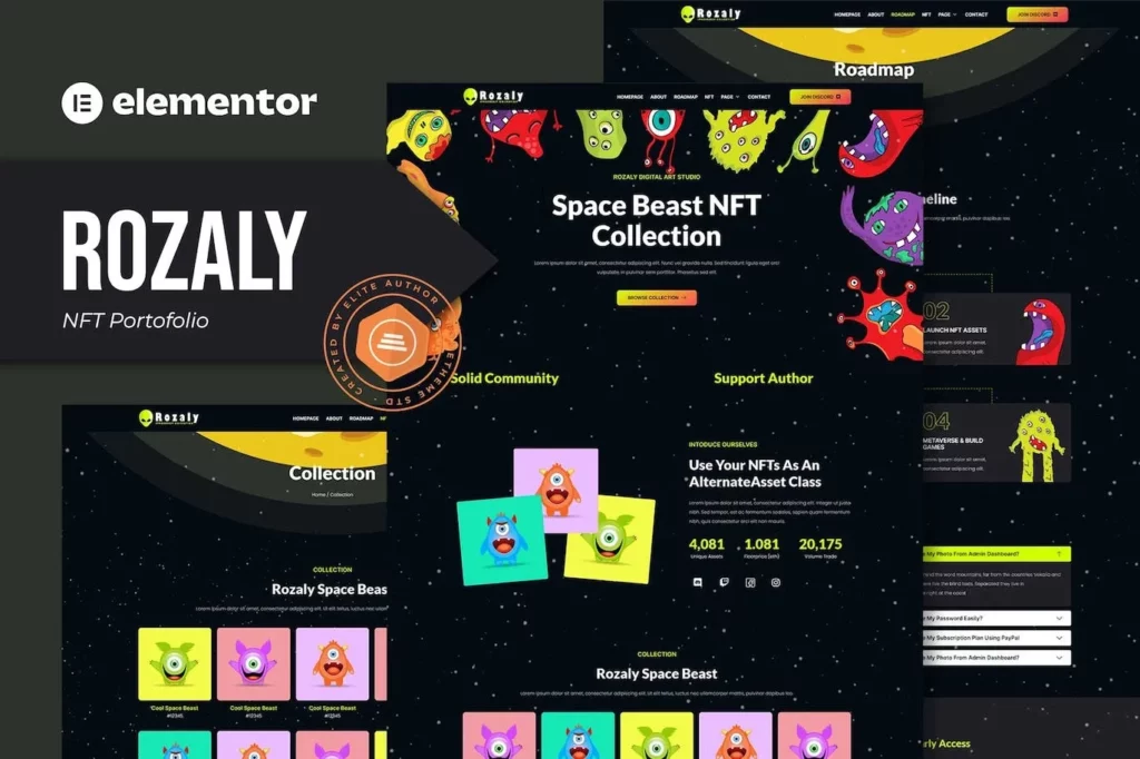 Rozaly – NFT Portofolio Elementor Template Kit