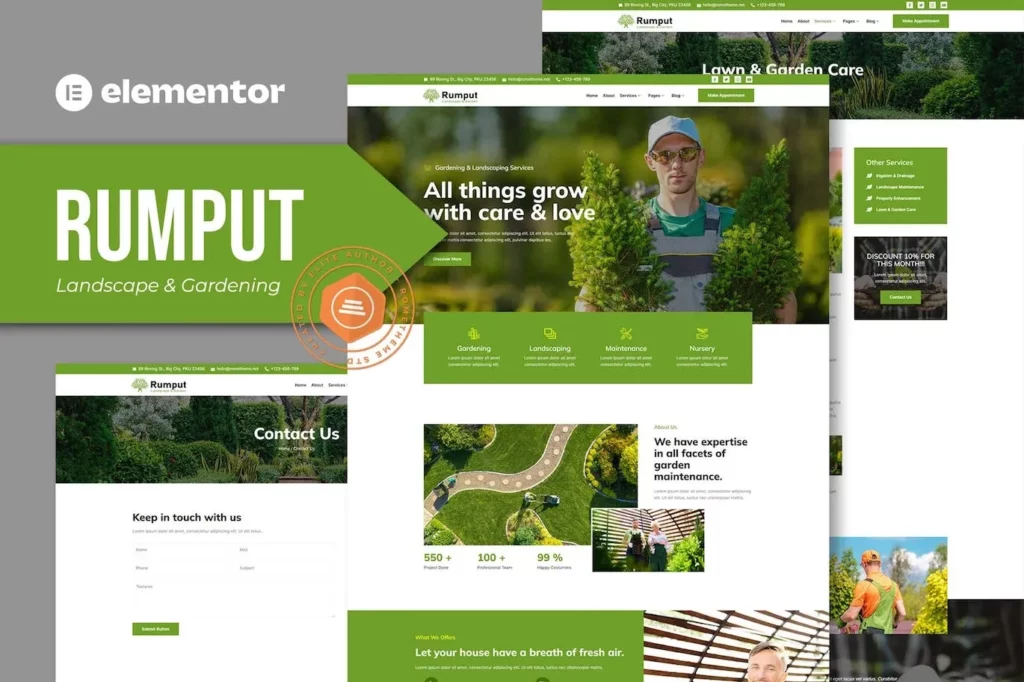 Rumput – Landscape &amp; Gardening Services Elementor Template Kit