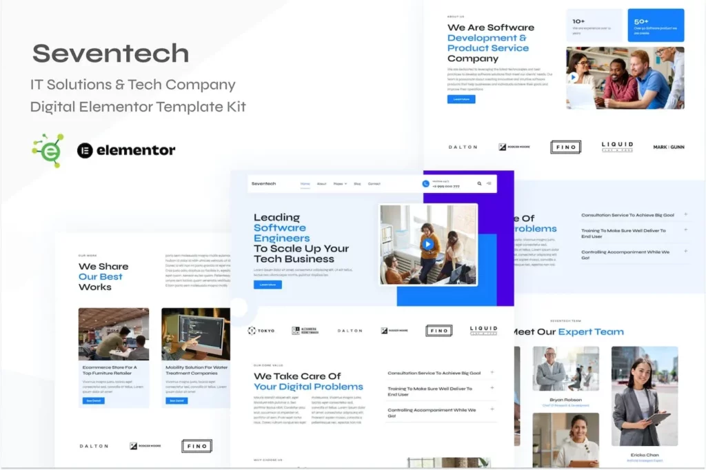 Seventech – IT Solutions &amp; Tech Company Digital Elementor Template Kit