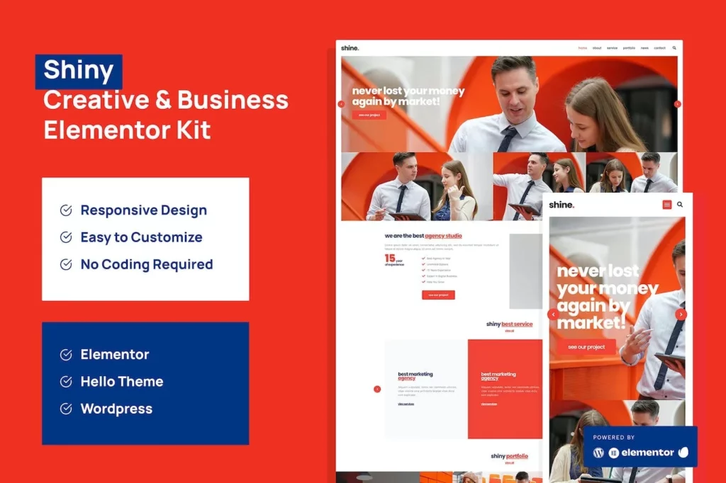 Shiny – Creative Business Agency Elementor Pro Template Kit