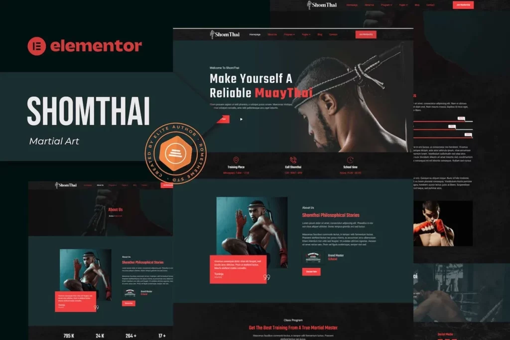 Shomthai – Matrial Art Elementor Template Kit