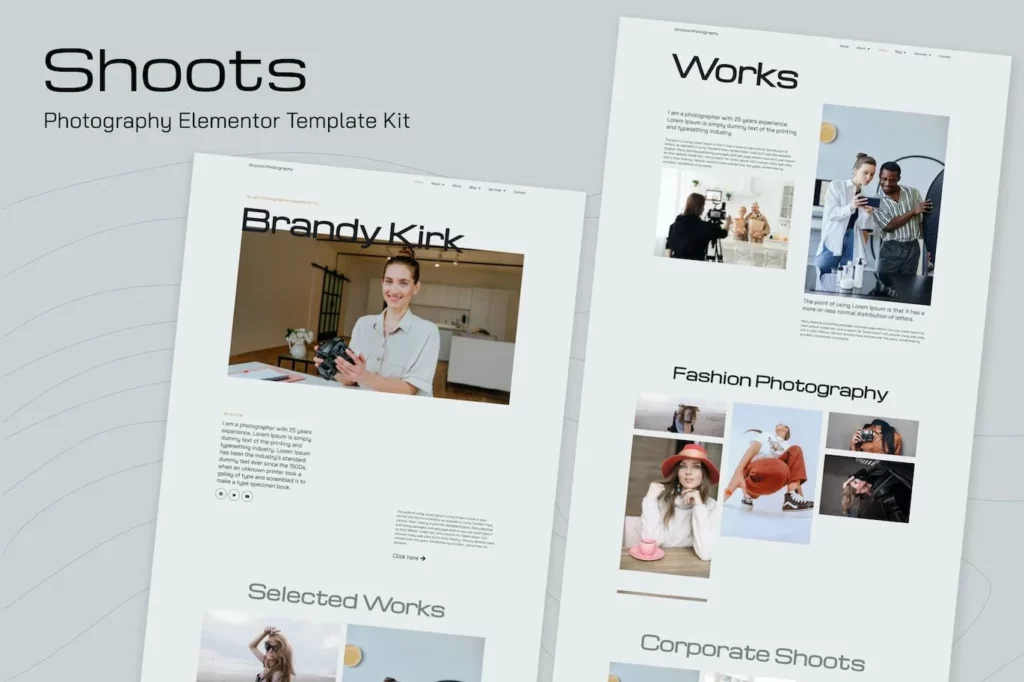 Shoots – Photography Elementor Template Kits