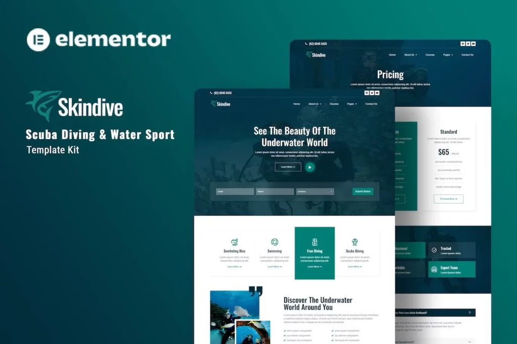 Skindive – Scuba Diving &amp; Water Sport Elementor Template Kit
