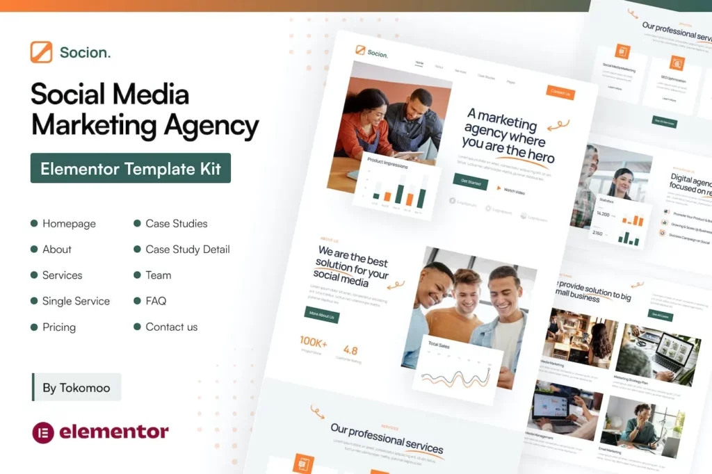 Socion – Social Media Marketing Agency Elementor Pro Template Kit