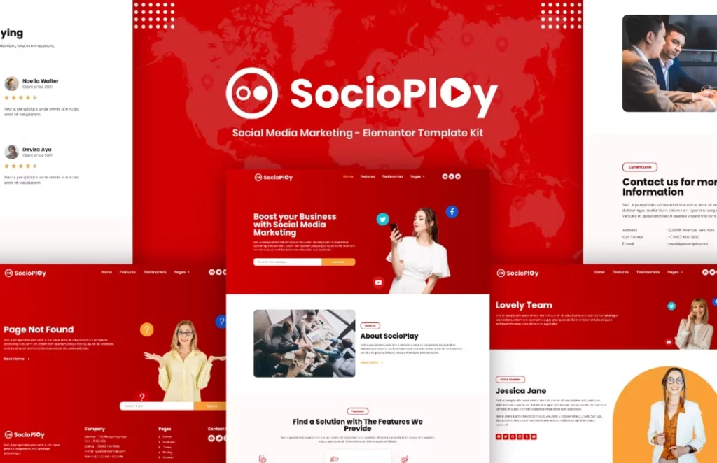 Socioplay – Social Media Marketing Elementor Template Kit