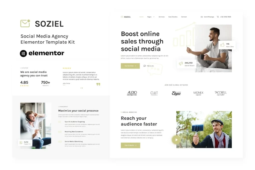Soziel – Social Media Agency Elementor Template Kit