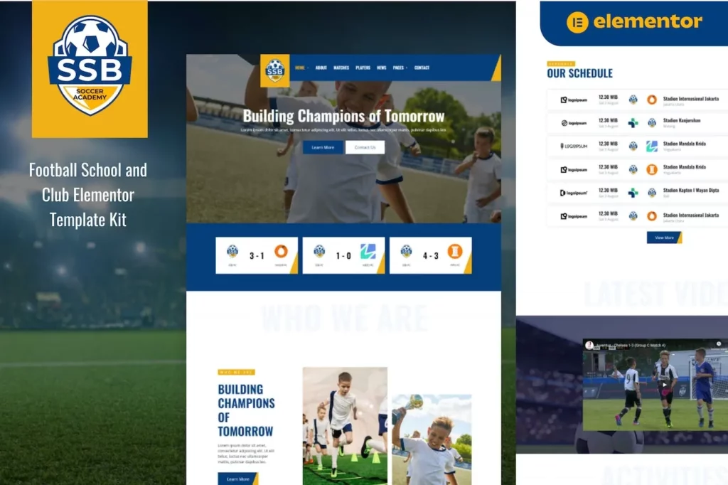 SSB – Football School &amp; Club Elementor Template Kit