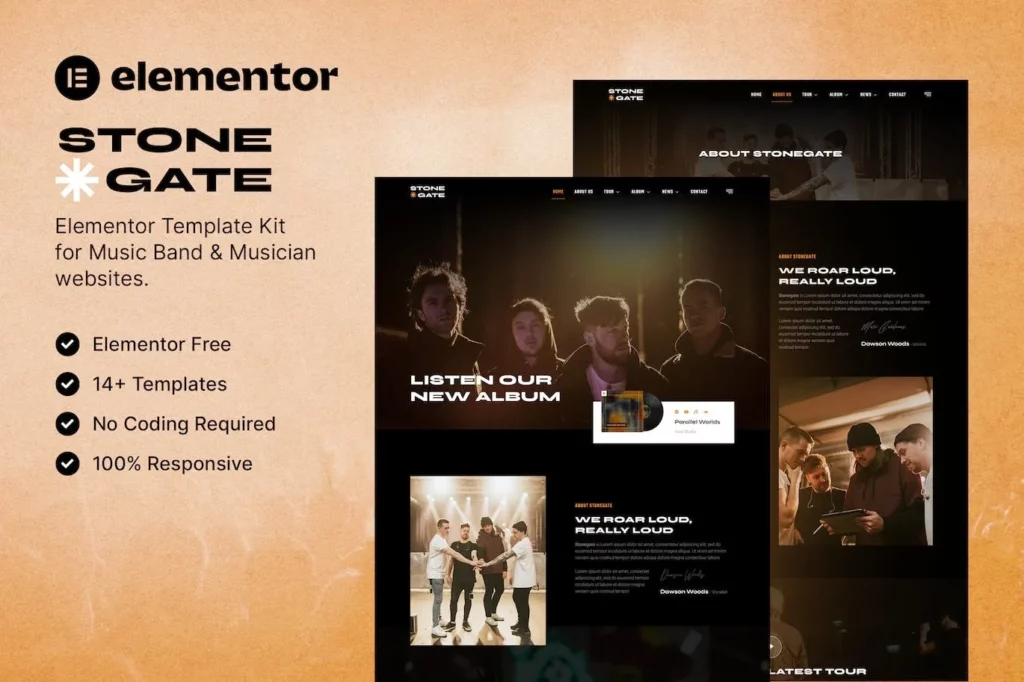 Stonegate – Music Band &amp; Musician Elementor Template Kit