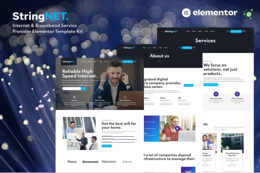 StringNET – Internet &amp; Broadband Service Provider Elementor Template Kit