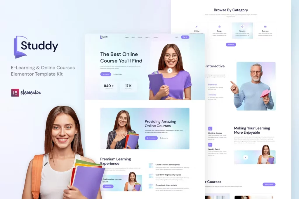 Studdy – E-Learning &amp; Online Courses Elementor Template Kit