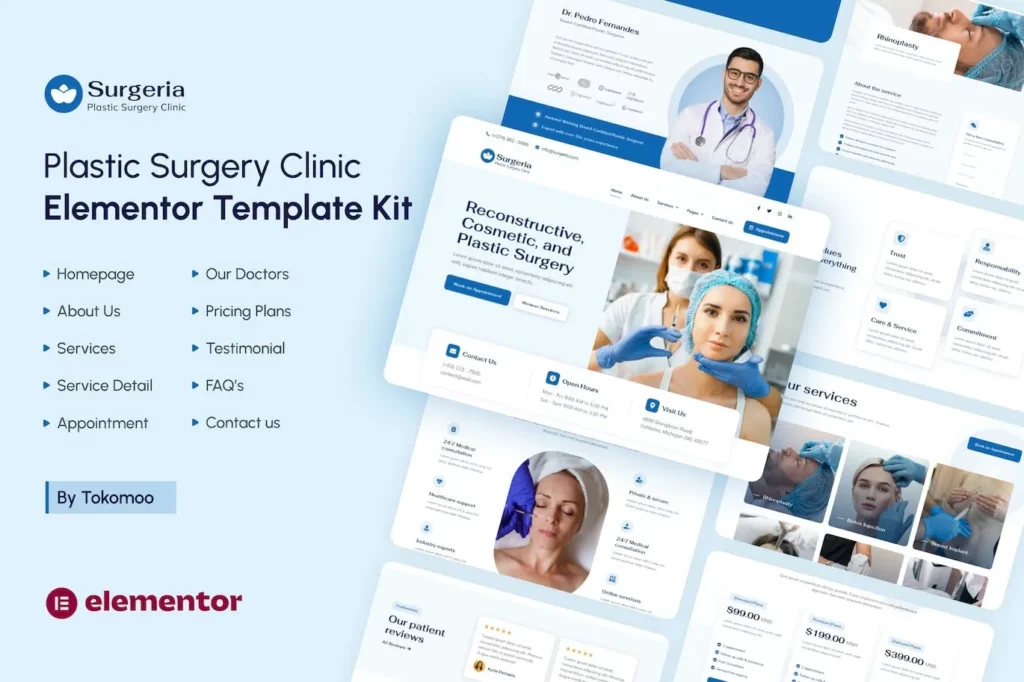 Surgeria – Plastic Surgery Clinic Elementor Template Kit