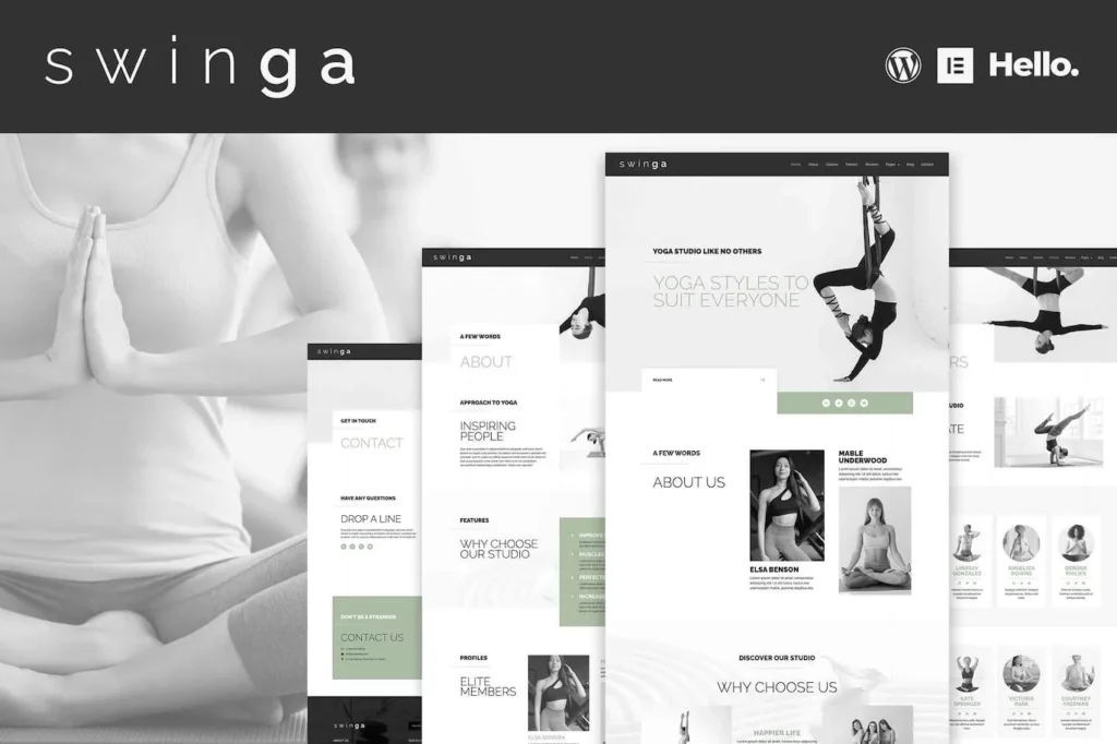 Swinga – Yoga Health Coach Fitness Studio Elementor Template Kit