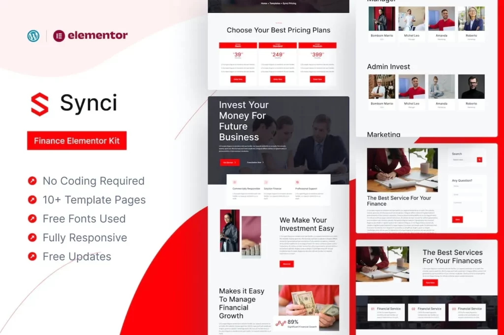 Synci – Finance Elementor Pro Template Kit