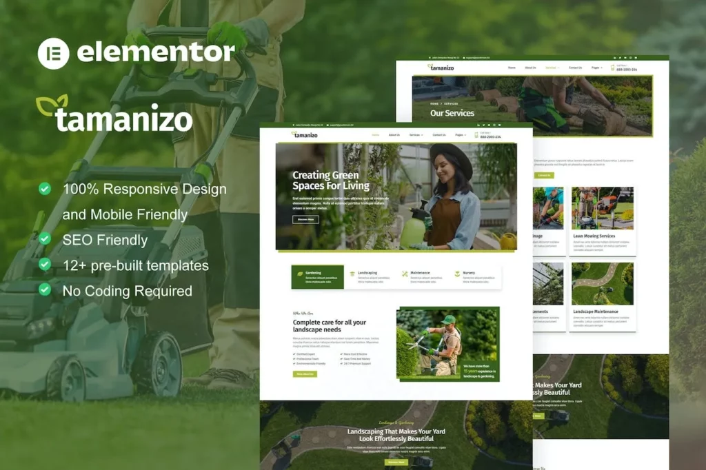 Tamanizo – Gardening &amp; Landscape Elementor Template Kit