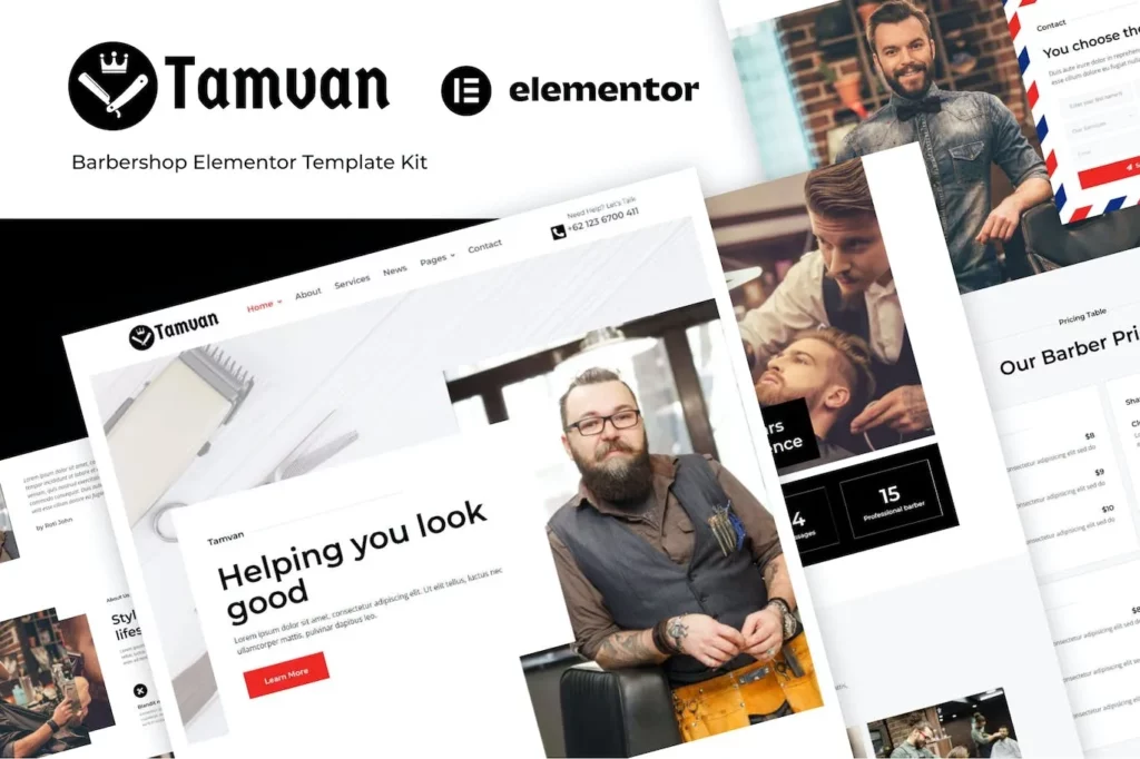 Tamvan – Barbershop Elementor Template Kit