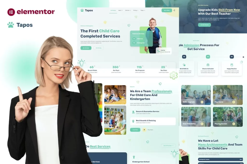 Tapos – Child Care &amp; Kindergarten Elementor Template Kit
