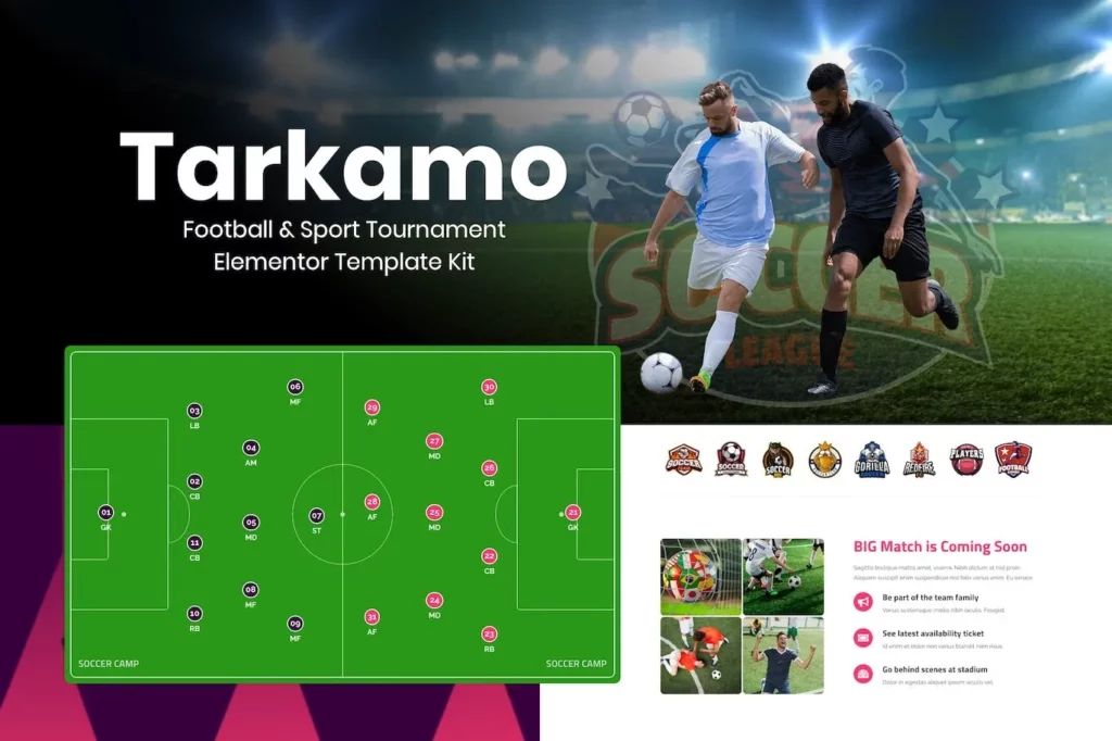 Tarkamo – Football &amp; Sport Tournament Elementor Template Kit
