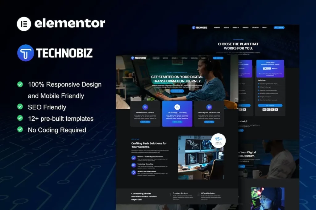 TechnoBiz – IT Solutions &amp; Services Elementor Pro Template Kit