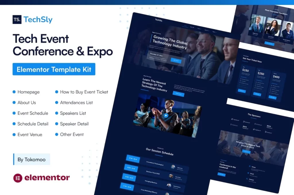TechSly – Tech Event Conference &amp; Expo Elementor Pro Template Kit