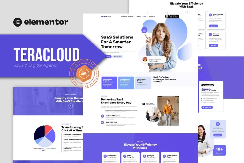 Teracloud – Saas &amp; Digital Agency Elementor Template Kit