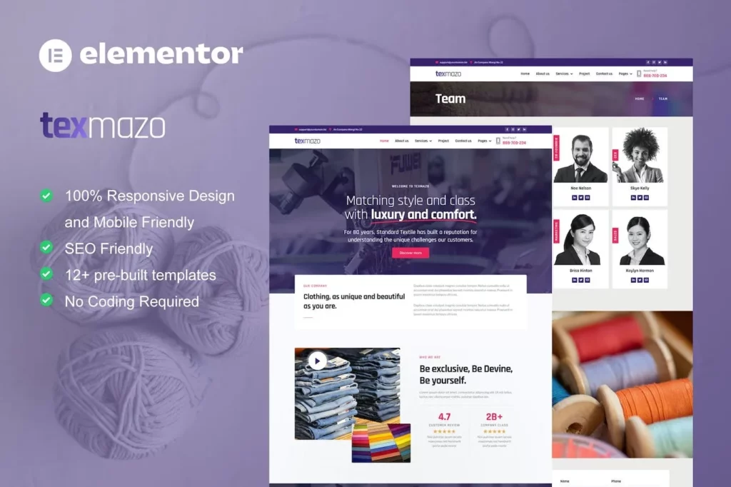Texmazo – Textile &amp; Garment Industry Elementor Template Kit