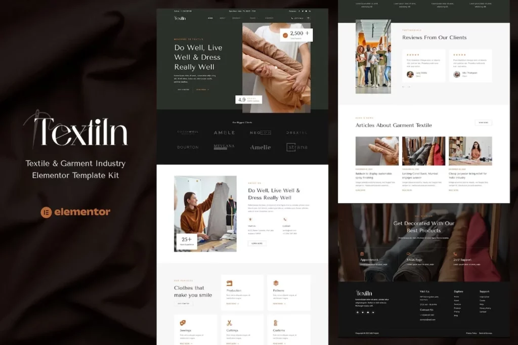 Textiln – Textile &amp; Garment Industry Elementor Template Kit