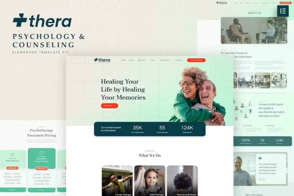 Thera – Psychology &amp; Counseling Elementor Template Kit