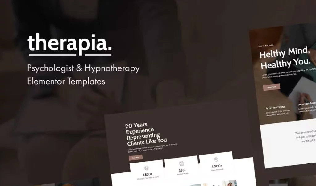 Therapia – Psychologist &amp; Hypnotherapy Elementor Templates