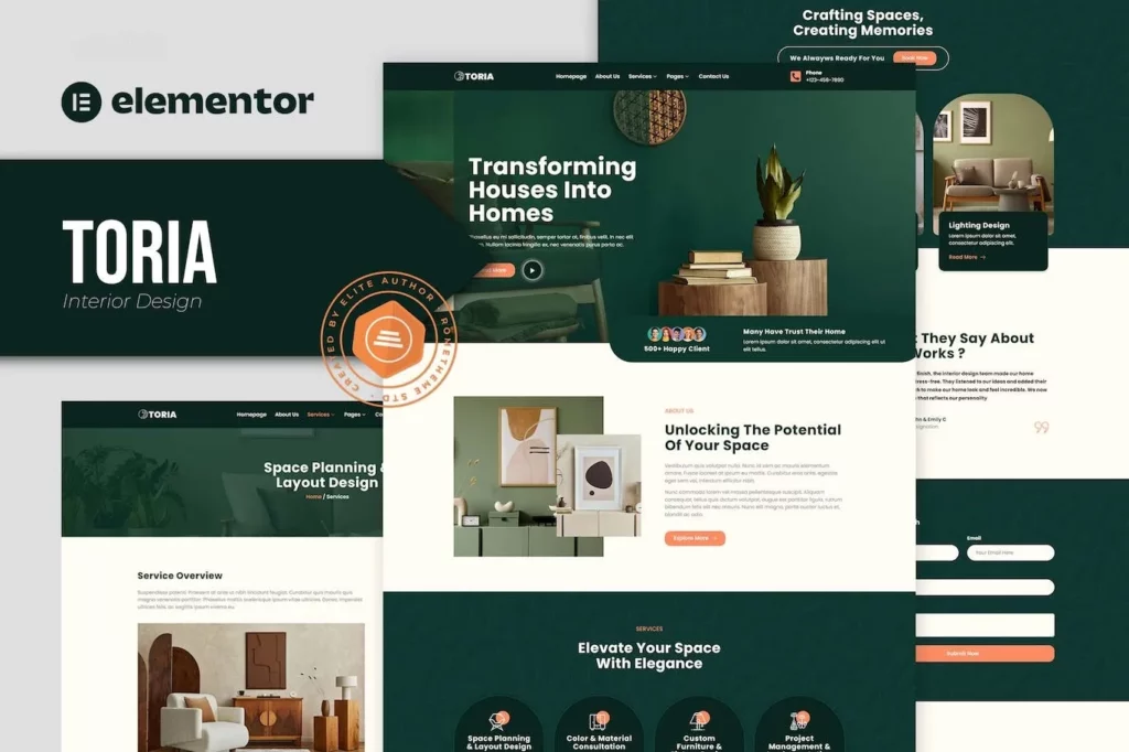 Toria – Interior Design Elementor Template Kit