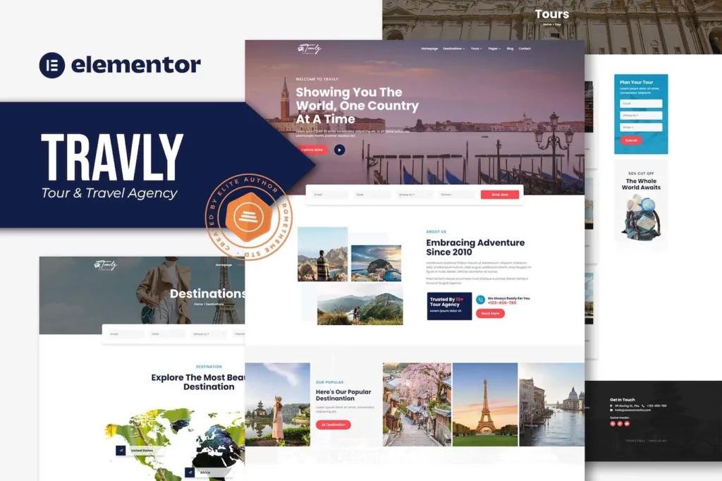 Travly – Tour &amp; Travel Agency Elementor Template Kit