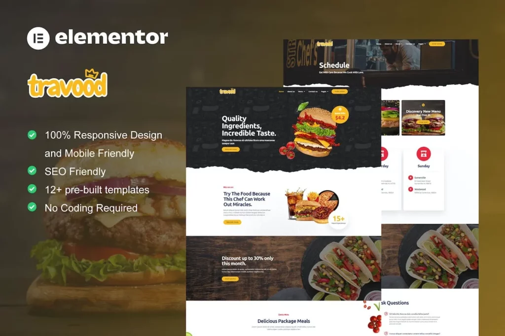 Travood – Food Truck &amp; Street Food Elementor Pro Template Kit