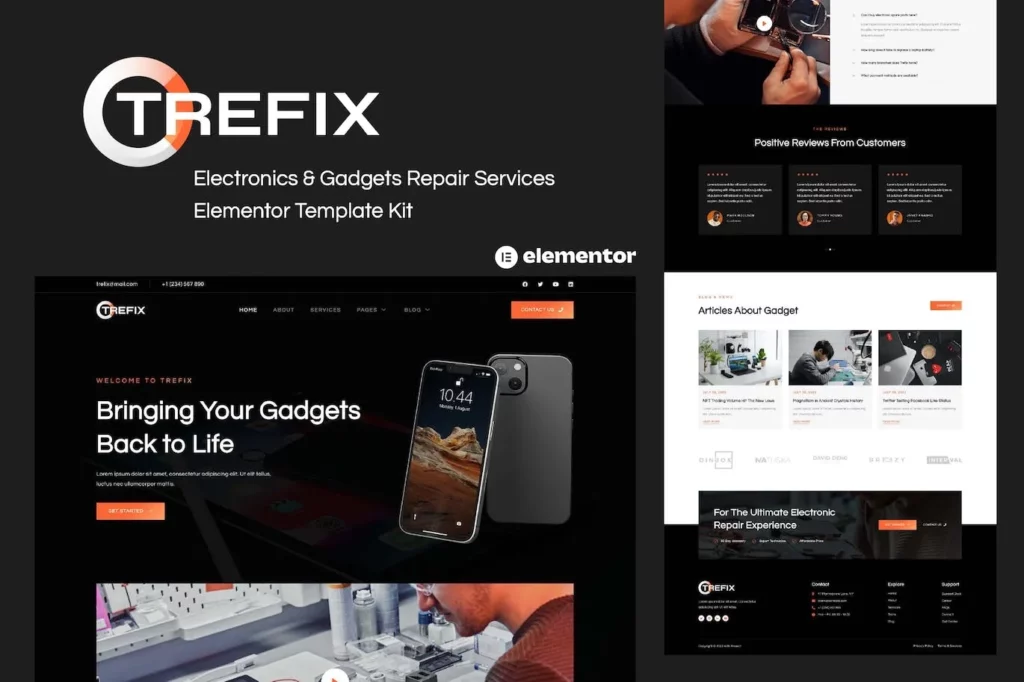 Trefix – Electronics &amp; Gadgets Repair Services Elementor Template Kit