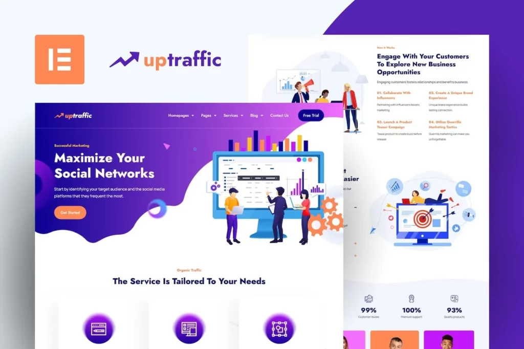 Uptraffic – Digital Marketing Agency Elementor Template Kit