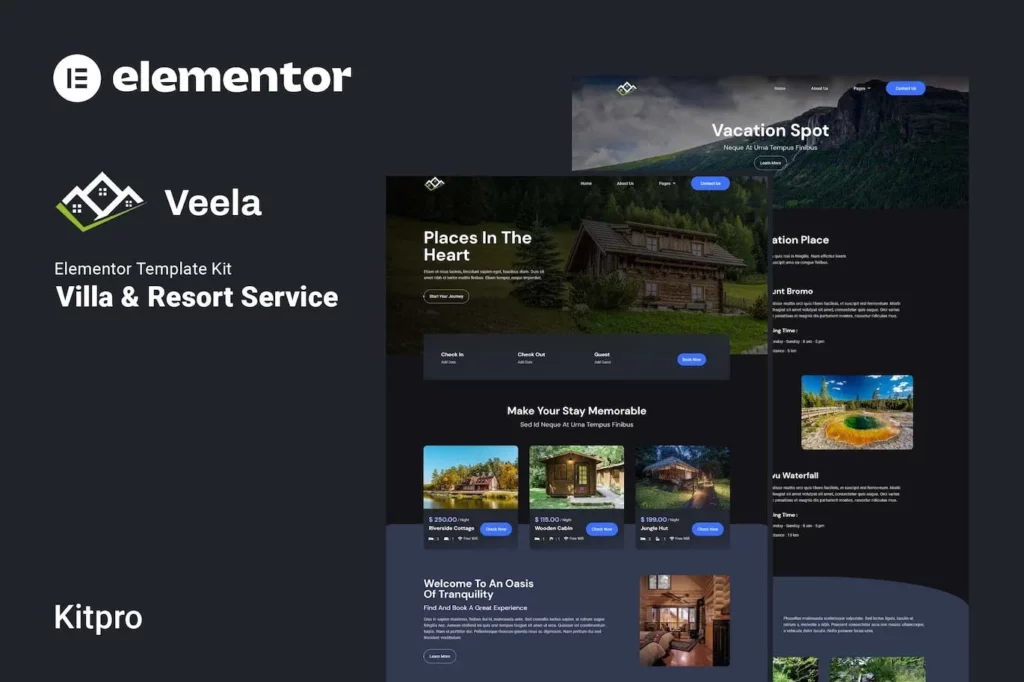 Veela – Vacation Rental &amp; Resort Elementor Template Kit
