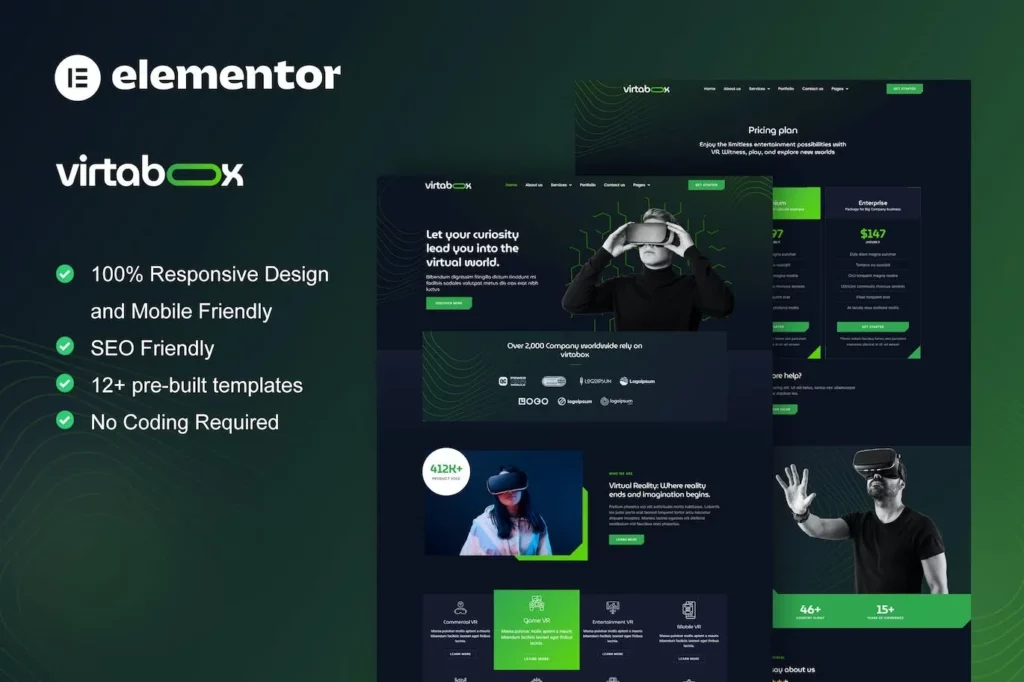 VirtaBox – Virtual Reality Services Elementor Template Kit