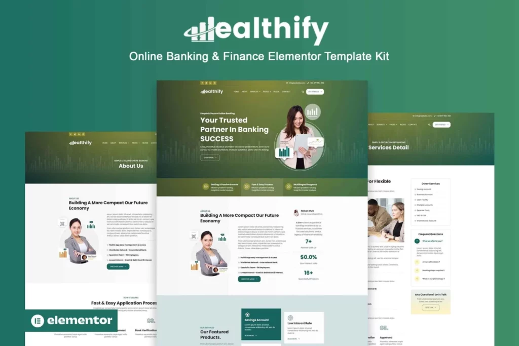 Wealthify – Online Banking &amp; Finance Elementor Pro Template Kit